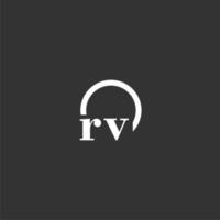 RV initial monogram logo with creative circle line design vector