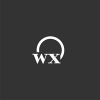 WX initial monogram logo with creative circle line design vector