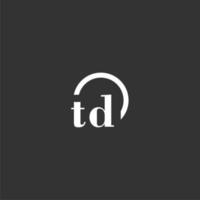 TD initial monogram logo with creative circle line design vector