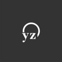 YZ initial monogram logo with creative circle line design vector