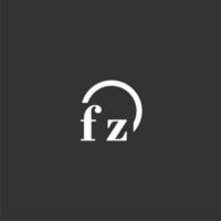 FZ initial monogram logo with creative circle line design vector