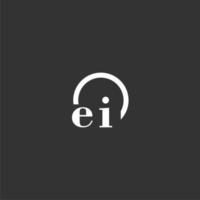 EI initial monogram logo with creative circle line design vector