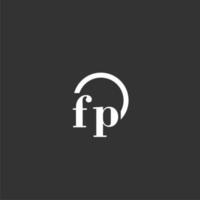 FP initial monogram logo with creative circle line design vector