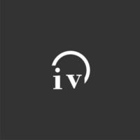 IV initial monogram logo with creative circle line design vector