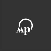 MP initial monogram logo with creative circle line design vector