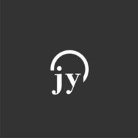 JY initial monogram logo with creative circle line design vector