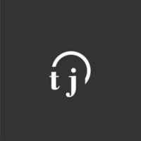 TJ initial monogram logo with creative circle line design vector