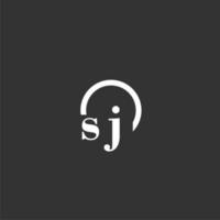 SJ initial monogram logo with creative circle line design vector