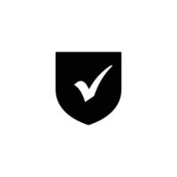 Check mark shield simple flat icon vector illustration. Check mark icon. Shield icon