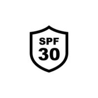 Sun protection SPF 30 simple flat icon vector. SPF 30 icon. Shield icon vector