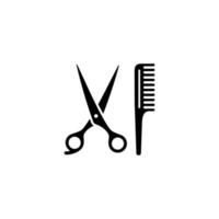 Barber scissors and comb simple flat icon vector