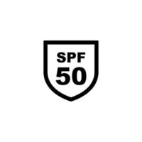 Sun protection SPF 50 simple flat icon vector. SPF 50 icon. Shield icon vector