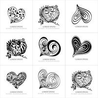 set of heart line art. love icon isolation. white background love logo vector