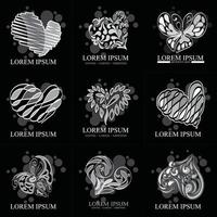 greyscale of icon heart. logo valentine decorative.hearts element icon set vector