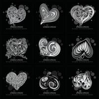 greyscale of icon heart. logo valentine decorative.hearts element icon set vector