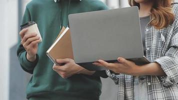 Image of business partners discussing documents and ideas at meeting video