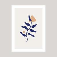 Abstract poster with sea coral drawing in Henry Matisse style. vector