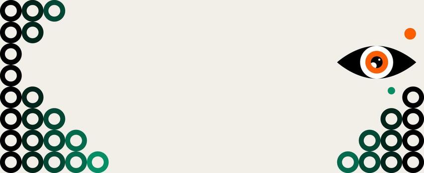 Bauhaus geometric web banner. Abstract design with different shapes and eyes. vector