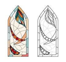 Stained Church glass worksheet for drawing. vector