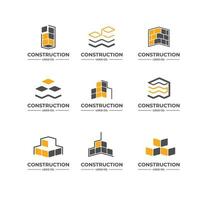 conjunto de logotipo de empresa de construcción vector