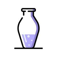 Glass chemistry flask. One purple glass tube. vector