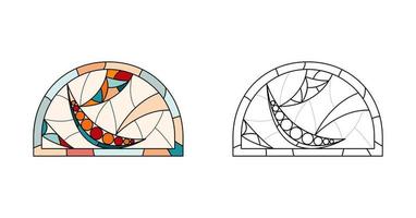 Stained Church glass worksheet for drawing. vector