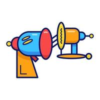 Cartoon retro space blaster, laser weapon or ray gun on white background. vector