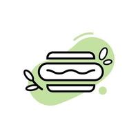 Plant-based meat icon. Line art hot-dog. vector