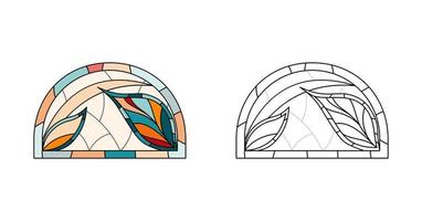 Stained Church glass worksheet for drawing. vector