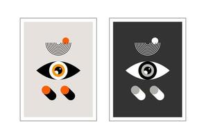 Bauhaus eye. Two abstract vertical posters. vector