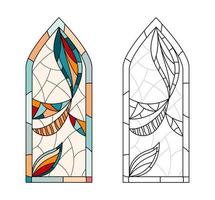 Stained Church glass worksheet for drawing. vector