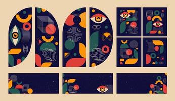 Bauhaus geometric set. 20s geometric design shapes with noise. vector