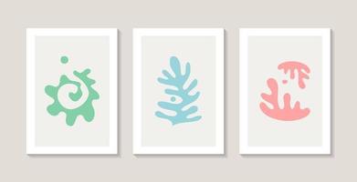 Abstract posters with natural abstract corals. Matisse style. vector