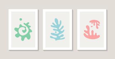 Abstract posters with natural abstract corals. Matisse style. vector