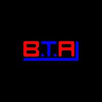 BTA letter logo creative design with vector graphic, BTA simple and modern logo.