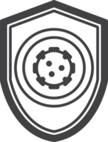 ilustración de escudo y virus en estilo minimalista png