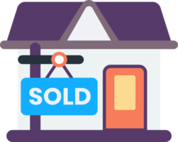 house with sold sign illustration in minimal style png