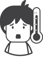 the patient has a fever illustration in minimal style png