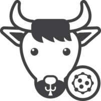 ilustración de vaca y virus en estilo minimalista png