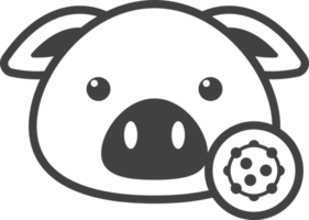 Pig and virus illustration in minimal style png