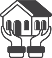 building with hands illustration in minimal style png