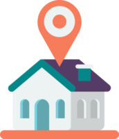 House and location pins illustration in minimal style png