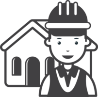 ilustración de casa e ingeniero en estilo minimalista png