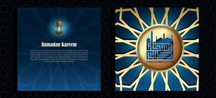 ramadan kareem greeting card for muslim community with arabic calligraphy, social media vector