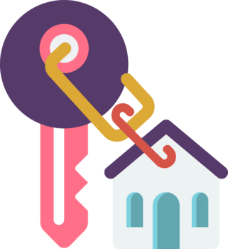 Casa e chiavi illustrazione nel minimo stile png