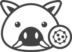 Pig and virus illustration in minimal style png