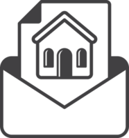 house and envelope illustration in minimal style png