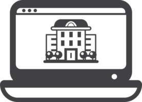 Casa edificio e il computer portatile illustrazione nel minimo stile png