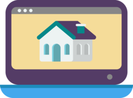 house building and laptop illustration in minimal style png