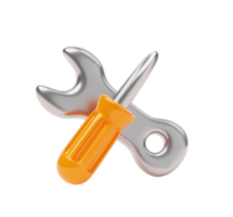 destornillador y herramientas de llave inglesa soporte de construcción reparación equipo de mantenimiento icono 3d maqueta ilustración png